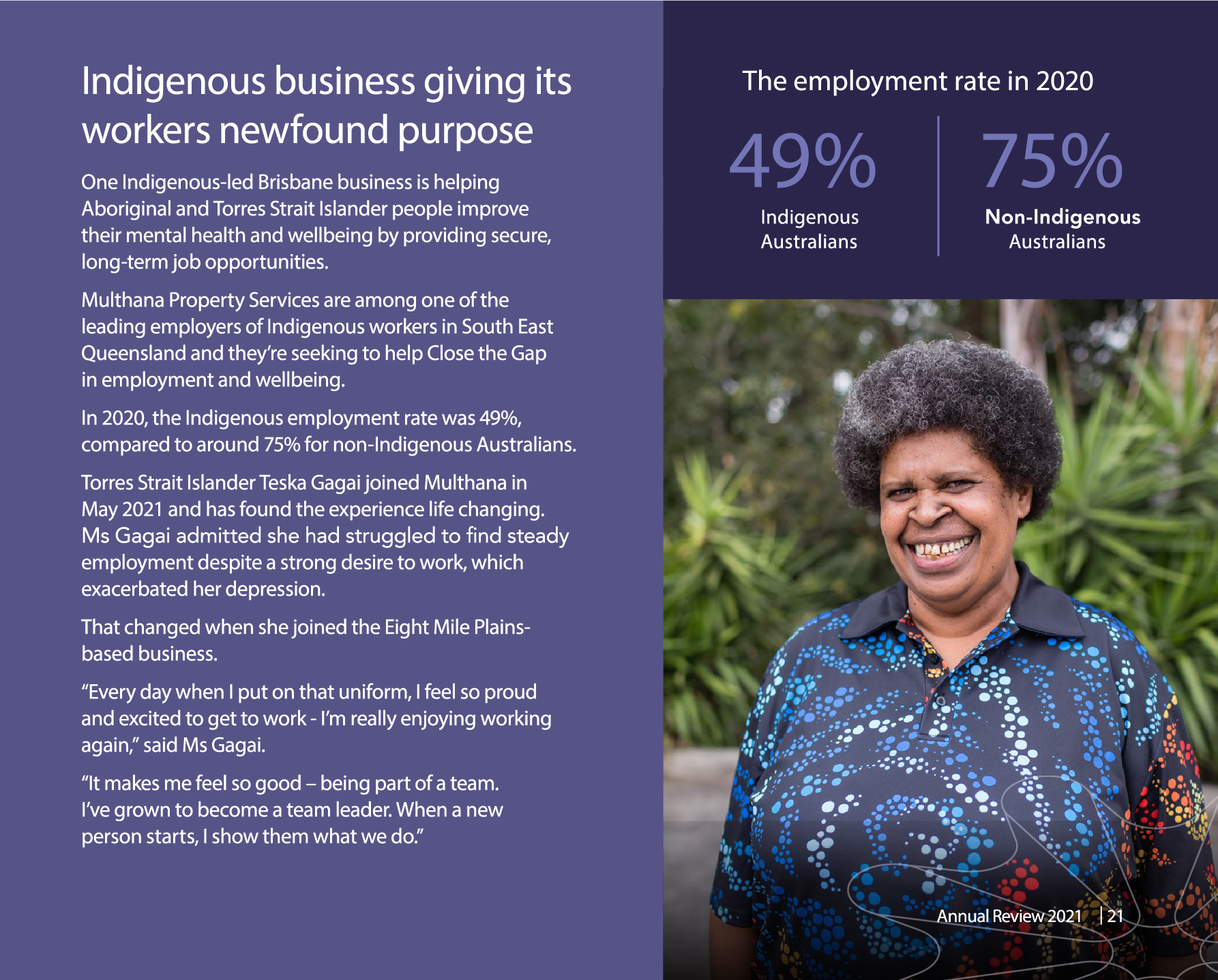 Multhana Property Services - MAX Solutions 2021 Annual Review - Indigenous Employment Queensland