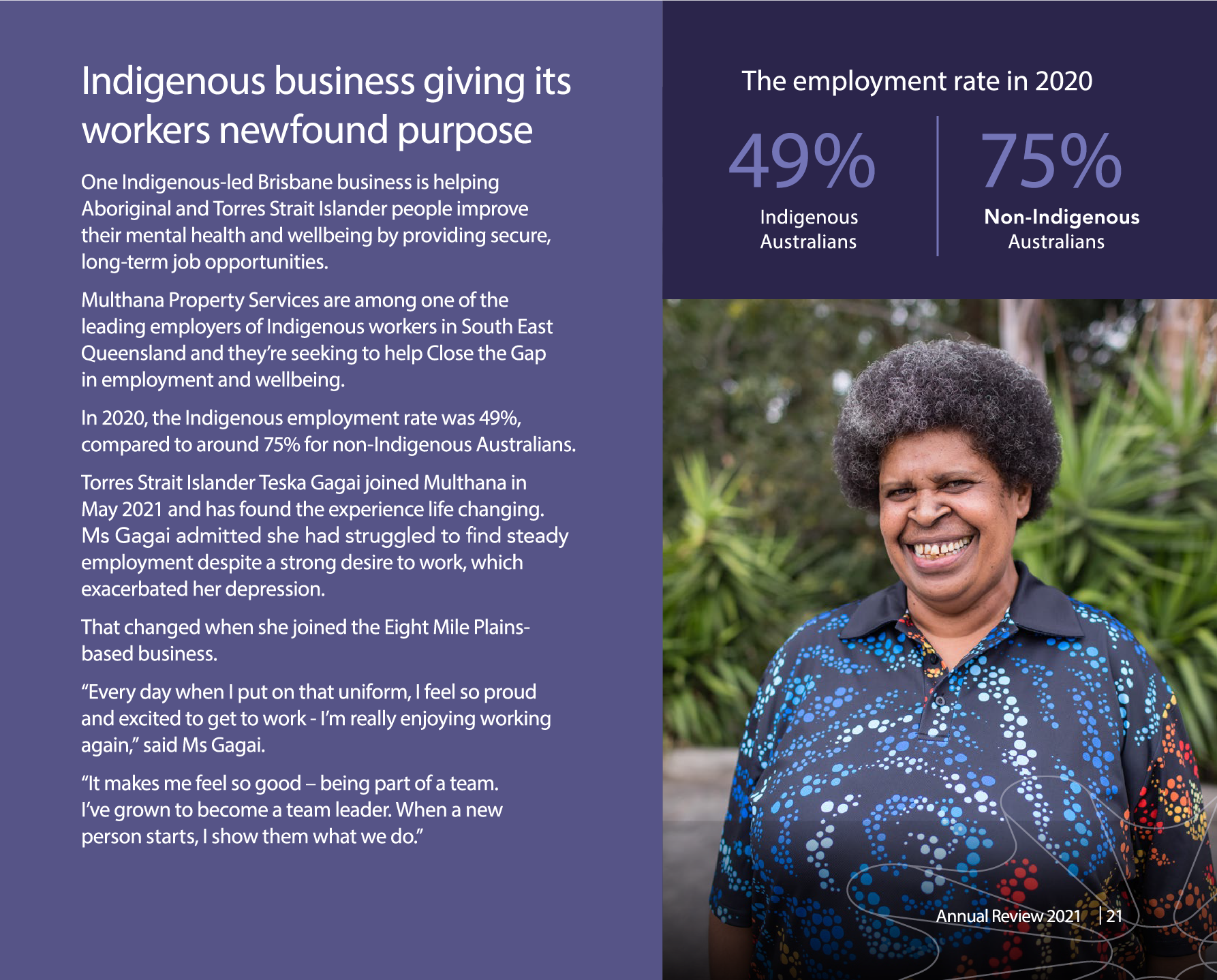 Multhana Property Services - MAX Solutions 2021 Annual Review - Indigenous Employment Queensland Multhana Property Services - MAX Solutions 2021 Annual Review - Indigenous Employment Queensland